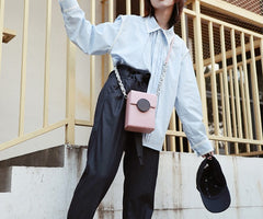 Cute Leather Pink Womens Mini Box Chain Purse Box Shoulder Bag for Women
