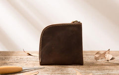 Cool Leather Mens Small Front Pocket Wallet Vintage billfold Wallets for Men