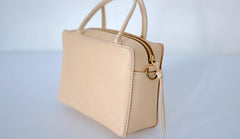 Handmade Leather Beige Womens Small Handbag Shoulder Bag Crossbody Purse for Women