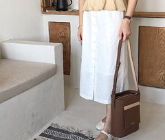 Stylish Leather Green Coffee Womens Bucket Purse Crossbody Bag Barrel Shoulder Bag for Women