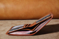 Handmade Genuine Leather Mens Cool Slim Leather Billfold Wallet Men billfold Wallets Bifold for Men