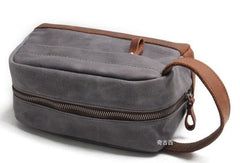 Cool Waxed Canvas Leather Mens Wristlet Bag Vintage Clutch Zipper Bag for Men