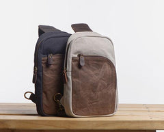 Cool Canvas Gray Mens Sling Bag Chest Bag One Shoulder Pack for men