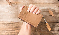Cool Leather Mens Slim Front Pocket Wallet Small Wallets for Men
