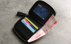 Cute LEATHER Womens Small Wallet Bifold Zipper Small Wallet FOR Women