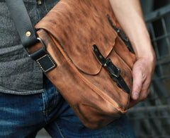 Cool Handmade Vintage Leather Mens Messenger Bags Shoulder Bag for men
