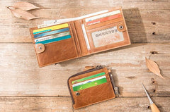 Cool Leather Mens Trifold Slim Front Pocket Wallets billfold Small Wallet for Men