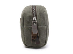 Cool Waxed Canvas Leather Mens Zipper Wristlet Bag Vintage Clutch Zipper Bag for Men
