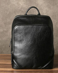 Cool Black Leather Mens Backpack Large Travel Backpack Leather Satchel Backpack for men
