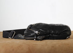 Handmade Genuine Leather Mens Cool Chest Bag Sling Bag Crossbody Bag Travel Bag Hiking Bag for men