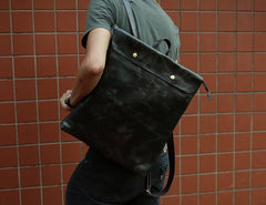 Cool Black Mens Leather Backpack Travel Backpacks School Backpacks for men