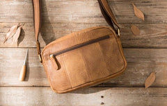 Small Cool Leather Mens Messenger Bags Shoulder Bag  for Men