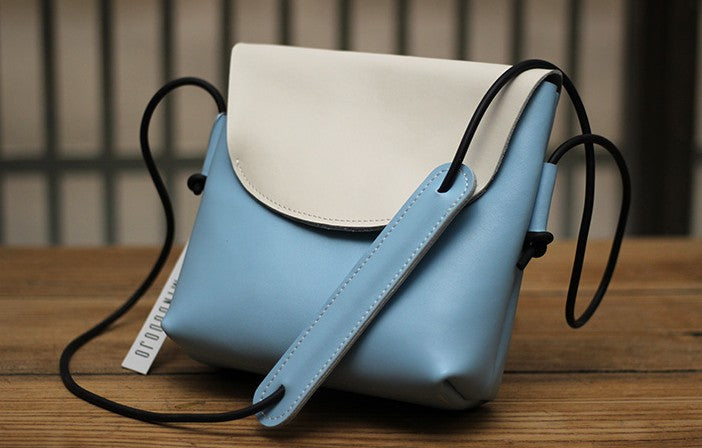 Cute LEATHER WOMEN SHOULDER BAG Contrast Color Crossbody Purses FOR WO