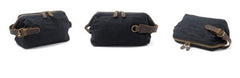 Cool Canvas Leather Mens Zipper Wristlet Bag Vintage Clutch Zipper Bag for Men