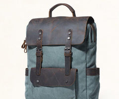 Cool Gray Canvas Travel Backpack Mens Canvas Backpack Canvas School Bag for Men