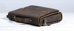 Vintage Coffee Leather Mens Briefcases Work Bag Laptop Bag Business Bag for Men