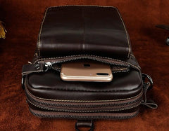 Mens Leather Side Bag Belt Pouch Holster Sling Bag Belt Case Waist Pouch for Men