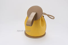 Cute Yellow Leather Womens Mini Bucket Purse Handbag Barrel Shoulder Bag for Women