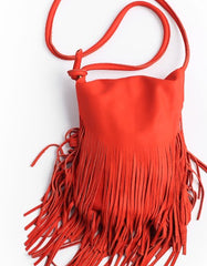 Handmade WOMENs LEATHER Tassels Shoulder Bag Vintage Crossbody Purse With tassels