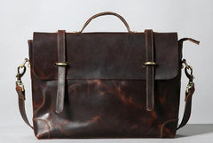 Handmade Leather Mens Cool Messenger Bag Briefcase Work Bag Business Bag Laptop Bag for men