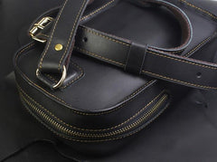 Genuine Black Leather Mens Cool Sling Pack Chest Bag Sling Bag Crossbody Pack for men