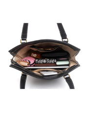 Handmade Womens Black Leather Tote Handbag Purse Dog Tote Bag for Women