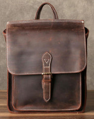Leather Mens Cool Backpack Messenger Bag Coffee Travel Backpack Hiking Backpack for men