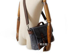 Mens Waxed Canvas Leather Messenger Bag Camera Side Bag Courier Bag for Men