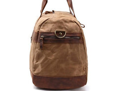 Mens Waxed Canvas Leather Weekender Bag Canvas Large Travel Bag for Men