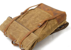 Cool Waxed Canvas Leather Mens Backpacks Canvas Travel Backpack Canvas School Backpack for Men