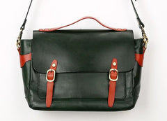 Green Leather Mens Briefcase Messenger Bag Handbag Shoulder Bag for men