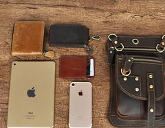Cool Leather Utility Drop Leg Bag Belt Pouch Mens Waist Bag Shoulder Bag for Men