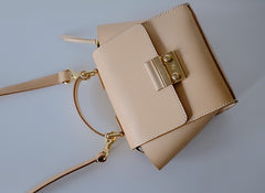 Stylish Leather Beige Womens Handbag Shoulder Bag Crossbody Purse for Women
