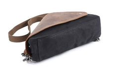 Mens Waxed Canvas Leather Triangular Side Messenger Bag Canvas Courier Bags for Men