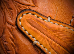 Handmade Leather Tooled Skull Indian Chief Biker Wallets Mens Cool billfold Chain Wallet Trucker Wallet with Chain