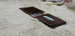 Leather Mens Slim Front Pocket Bifold Small Wallets License Wallet for Men