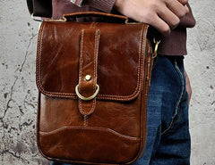 Cool Vintage Leather Mens Small Side Bag Messenger Bag Shoulder Bags for Men