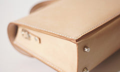 Handmade Leather Beige Womens Handbag Fashion Shoulder Bag for Women