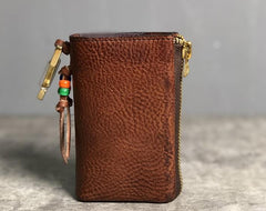 Handmade Leather Mens Cool Key Wallet Car Key Change Coin Card Holder Car Key Case for Men