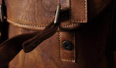 Cool Brown Leather Mens Backpack Large Brown Travel Backpack Hiking Backpack for men