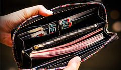 Handmade Leather Men Tooled Acalanatha Cool Leather Wallet Long Phone Clutch Wallets for Men