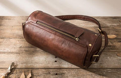 Cool Small Mens Leather Barrel Bag Messenger Bags Shoulder Bags  for Men