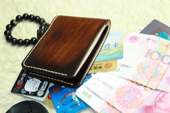 Vintage Leather Mens Slim Small Wallet Leather Small Wallets billfold Wallet for Men