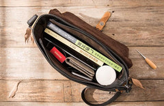 Handmade Cool Leather Mens Small Messengers Bag Shoulder Bags for Men