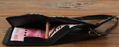 Genuine Leather Mens Cool billfold Leather Wallet Men Small Wallets Trifold for Men
