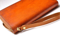 Handmade Leather Wristlet Wallet Mens Long Wallet Cool Long Clutch Wallet for Men