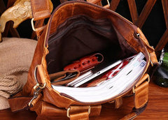 Vintage Coffee Leather Mens Briefcase Laptop Bag Business Bags Work Bag for Men
