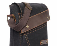 Mens Waxed Canvas Small Side Bag Messenger Bag Canvas Courier Bag for Men