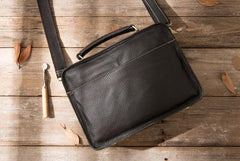 Black Leather Mens Briefcase Work Bag Laptop Bag Business Bag for Men