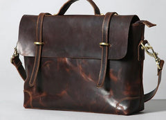 Handmade Leather Mens Cool Messenger Bag Briefcase Work Bag Business Bag Laptop Bag for men